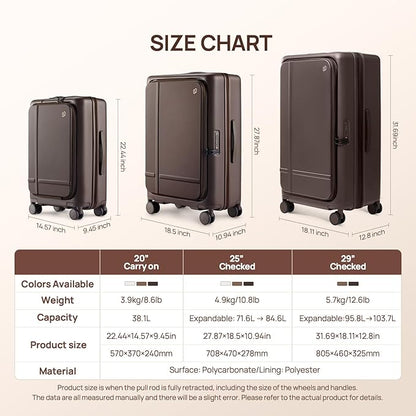 NINETYGO Carry On Luggage 22x14x9 Airline Approved, 20 Inch Suitcase with Front Compartment & Cup Holder, Coffee-Infused PC Hard Shell, Eco-Friendly, TSA Lock, 360° Spinner Wheels (Oats White)