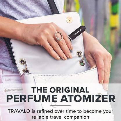 Travalo Classic HD Perfume Atomizer - Leak-Proof and TSA Approved for Air Travel - Reusable, Airtight, Easy-Fill Mini Pump Sprayer - Lightweight, Elegant Design w/Volume Window - Black 0.17oz
