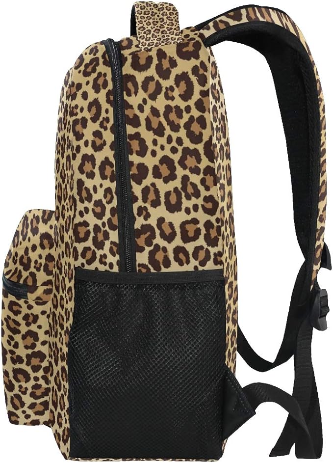 ALAZA Animal Leopard Print Brown Stylish Backpack Purse for Women Girls Kids School Personalized Laptop iPad Tablet Travel School Bag with Multiple Pockets