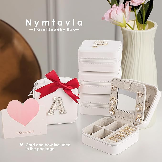 Birthday Gifts For Women, Initial Jewelry Box, Travel Jewelry Case, Gifts for Wife Girlfriend, Small Travel Jewelry Organizer, Gift for Girls, Graduation Gifts for Her, Bridesmaid Gifts