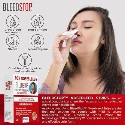 BleedStop™ First Aid Powder Strip for Blood Clotting, Trauma Kit, Blood Thinner Patients, Camping Safety, and Survival Equipment for Moderate to Severe Bleeding Wounds or Nosebleeds - 18g (Pack of 3)