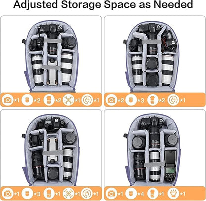 MOSISO Camera Backpack,DSLR/SLR/Mirrorless Photography Camera Bag Full Open Waterproof Hardshell Bag with Insert&Tripod Holder&Laptop Compartment Compatible with Canon/Nikon/Sony, Lavender Gray