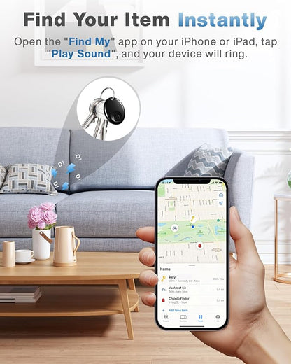 Air Tracker Tag 4 Pack: Easily Track and find Your Keys, Wallet, Suitcase, Backpack, and Other Items with Precise Location Tracking and beeping Sound alerts. AirTag with Apple Find My (iOS Only) App