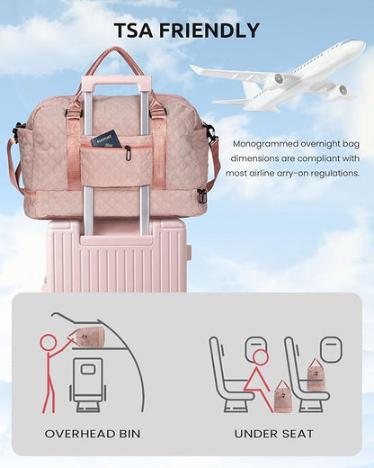 Christmas Gifts-Retirement Gift for Woman-Duffle Bag with Shoe Compartment, Weekender Bags, Overnight Bag with Makeup Pouch, Gifts for 10 11 12 13 14 15 16 Year Old -Birthday Gifts (Letter K)