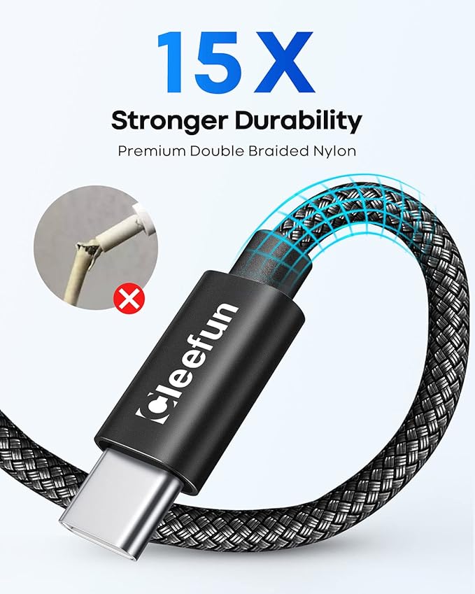 CLEEFUN USB C Cable 6ft, 5-Pack USB A to Type C Charger Cord Fast Charging for iPhone 17 16 15 Pro Max Plus Air 16e, for Samsung Galaxy S25 S24 S23 S22 S21 S20 S10 A17 A16 A15 A56 A55 A26 A35 A36
