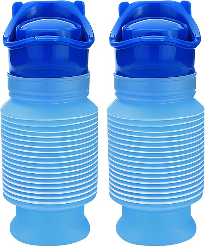 Portable Urinals for Men/Kids,Collapsible Travel Pee Bottles Female,750ML Adjustable Toilets for Toddler Boys,Women,Disabled Person Disabled Traffic Jam and Camping,Blue Set of 2
