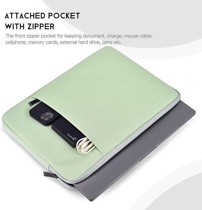 15 inch MacBook Air Sleeve, Padded Shockproof Travel Carrying Case for 2025-2023 MacBook Air 15 inch M4 M3 M2 Chip A3241 A3114 A2941 Water-Resistant Laptop Cover Slim Accessories Bag -Mint Green