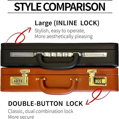 Briefcases for Men, Professional Leather Briefcase with Lock, Hard Shell Business Brief Case, Durable Executive Attache Case for Laptop Documents, Mens Hard Briefcase for Work Office Travel