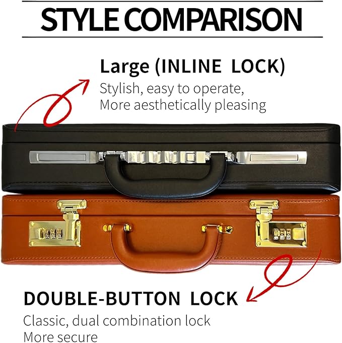 Briefcases for Men, Professional Leather Briefcase with Lock, Hard Shell Business Brief Case, Durable Executive Attache Case for Laptop Documents, Mens Hard Briefcase for Work Office Travel