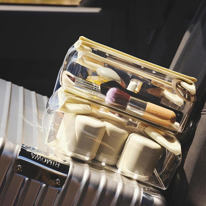 Cadence Travel Containers - 6 Piece Body Care Set - Magnetic Travel Capsules for Women/Men - 2 Small & 4 Medium Capsules - Lotion, Body Wash, Sun Icon, Hand Cream, Lotion, Body Oil Labels - Charcoal