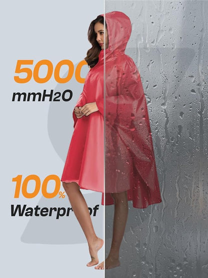 SaphiRose Unisex Rain Poncho Waterproof Raincoat Hooded for Adults Women with Pockets