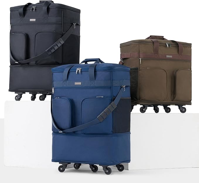Hanke Expandable Collapsible Luggage with Wheels, Black Upgrade Version 2, 98L, Water-Resistant, 5 Spinner Wheels, 3 Pockets, Polyester, 19x13x27.2 inches, 6.1lb, Carry-On Luggage, Travel, Vacation