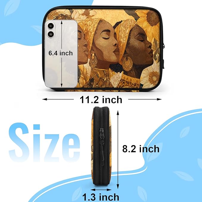 Cable Organizer Sunflowers African Women Electronics Travel Organizer Case Tech Accessories Pouch Waterproof Cord Storage Bag for Power Bank Charger Phone Earphone
