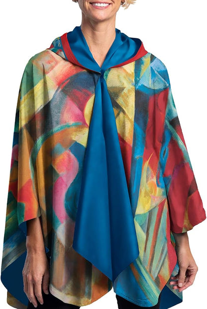 RainCaper Franz Marc Stables Womens Rain Cape Poncho with Hood Reversible