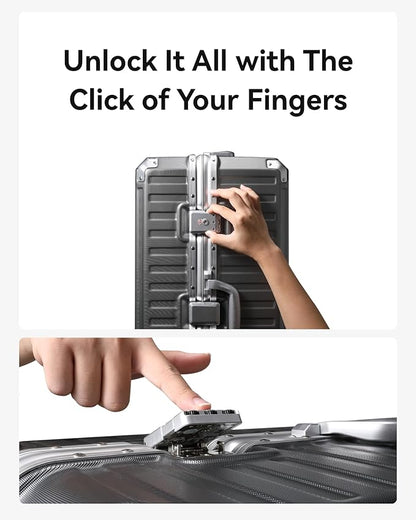 Luggage Sets with Spinner Wheels, 8010S Aluminum Frame Zipperless Polycarbonate Hard Shell Suitcase Sets (ZX-Core, Blue, 2 Piece (20/28))
