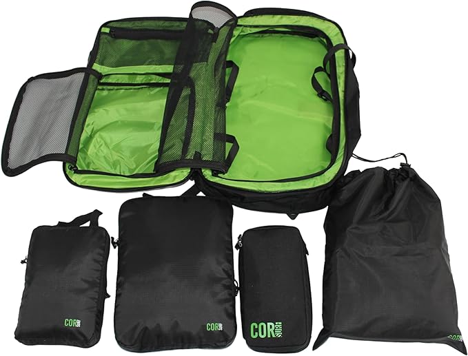 Carry On Travel Backpack Bundle | Island Hopper Travel Backpack with Toiletry Bag and Compression Packing Cube Set
