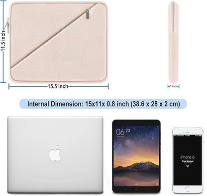 Laptop Sleeve 15.6 inch, Traveling Carrying Computer Bag with Zippered Pocket, Shockproof Protective Laptop Case Compatible for Apple Notebook, HP, Dell, Acer, Asus, Lenovo, Pink