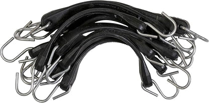 US Cargo Control 9 Inch Rubber Bungee Cords with S-Hooks (10-Pack), 14 Inch Stretch, Rubber Tarp Straps with Hooks for Flatbed Tarps, Trailers, Pickup Trucks, Tarps, Motorcycles, Canopies