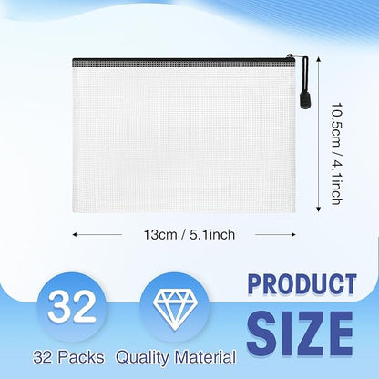 Jetec 32 Pcs Mesh Zipper Bags Toy Storage Bikini Organizer Bag Bolsas Para Guardar Trajes De Bano Waterproof Zipper Reusable Pouch Puzzle Multipurpose for Storage Office(Black,5.1 x 4.1 Inch)