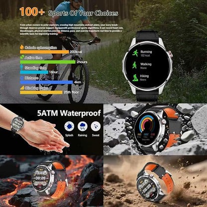 Smart Watch for Men Built-in GPS with Map(Answer/Make Call/Text), 1.46" AI Smartwatch for Android Phones/iPhone, 100+ Sport Mode Fitness Tracker with Health/Sleep Monitor, Compass/Barometer(2 Straps)