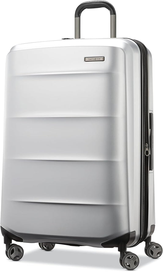 Samsonite Octiv Lightweight Hardshell 28-Inch Large Checked Luggage - Durable & Impact Resistant, 360° Aero Trac Spinner Wheels, Adjustable Telescopic Handle, Expandable, TSA Approved Lock - Silver