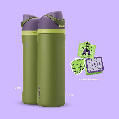 Owala Marvel FreeSip Insulated Stainless Steel Water Bottle with Straw for Sports and Travel, BPA-Free Sports Water Bottle, 24 oz, Hulk