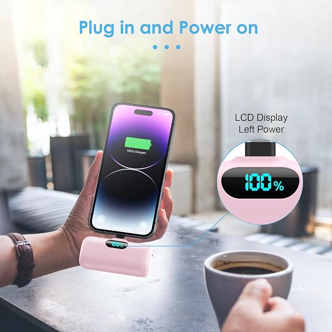 Mini Portable Charger USB C Power Bank,Upgraded 5500mAh PD Fast Charging Battery Pack Built-in USB-C Connector Travel Essential for iPhone17/17Pro/17Pro Max/Air/16 Plus/16Pro Max/15 Series,Android etc