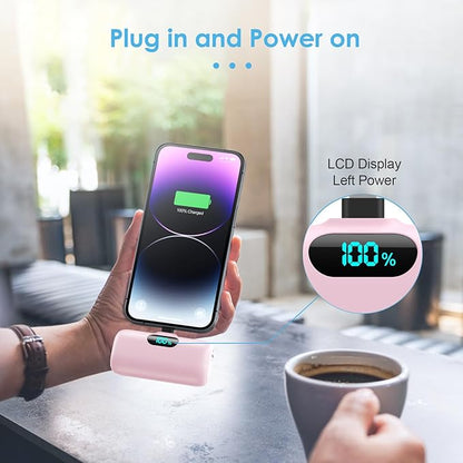 Mini Portable Charger USB C Power Bank,Upgraded 5500mAh PD Fast Charging Battery Pack Built-in USB-C Connector Travel Essential for iPhone17/17Pro/17Pro Max/Air/16 Plus/16Pro Max/15 Series,Android etc