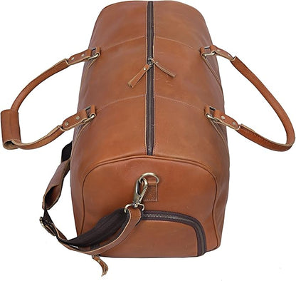 Leather Travel Bag,Weekender Overnight Bag Leather Large Carry On Bag Travel Tote Duffel Bag for Men & Women (Tan Brown)