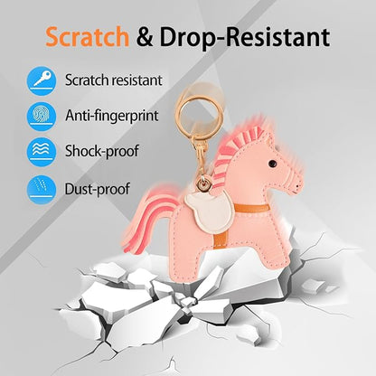 Leather Keychain Case Holder Compatible with Apple AirTag, GPS Airtag Keychain Finder Tracker with Key Ring, Anti-Scratch Protective Air Tag Cover