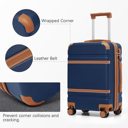 LONG VACATION Luggage Sets 6 Piece ABS+PC Hardshell Suitcase Set with Spinner Wheels, TSA Lock, YKK Zipper, Durable Travel Luggage