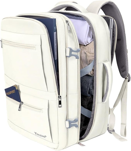 BALEINE Travel Backpack for Women Men, Large Sturdy Carry On Laptop Backpack Gifts for Business, Casual, Weekender, Hiking (XL, Beige)