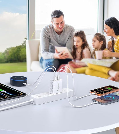 2Pack USB C Fast Charger Block,60W 5-Port USB Wall Charger Brick,2 USB A & 3 USB C PD3.0 Power Adapter Multiport Type C Charging Plug for iPhone 17/16/15/14,Pad Mini/Pro,AirPods 4,GalaxyS25(White)