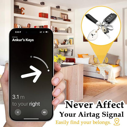 Leather Keychain for Airtag, Cute Protective Keychain Holder Compatible with Apple Air Tag,GPS Item Tracker Case Cover for Keys,Bags,Pets,Luggage(Dog)