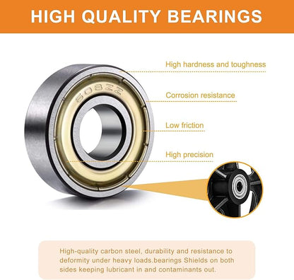 4Pcs 8 Inch Solid Replacement Wheels - Environmentally Friendly Rubber Material, Wear-Resistant PU Tires, Anti-Slip, and Durable ABS Wheel Hub - Easy to Install (4 Pcs)