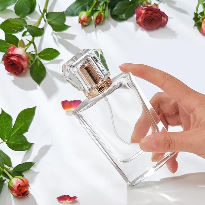 50ml/1.7 Oz Glass Spray Bottle Perfume Atomizer,Empty Refillable Perfume Spray Bottle with 3 Kinds of Dispenser (A6)