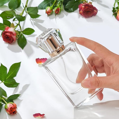 50ml/1.7 Oz Glass Spray Bottle Perfume Atomizer,Empty Refillable Perfume Spray Bottle with 3 Kinds of Dispenser (A6)