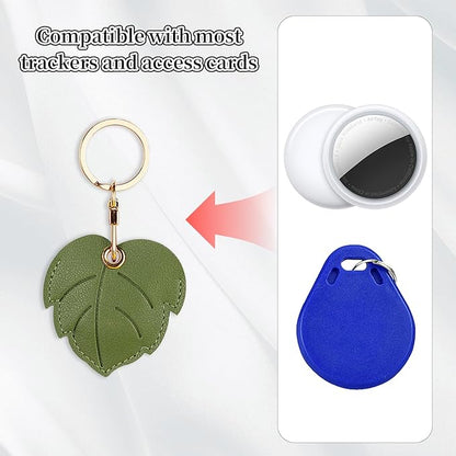Leather Keychain Case Holder Compatible with Apple AirTag, GPS Airtag Keychain Finder Tracker with Key Ring, Anti-Scratch Protective Air Tag Cover