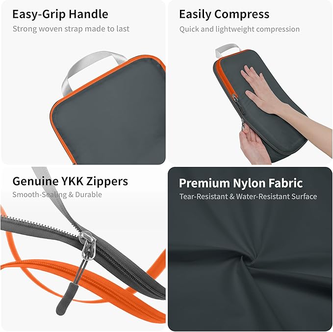 Cipway Compression Packing Cubes Set, Ultralight Expandable Travel Packing Organizers for Carry on Luggage (Grey 6pcs)
