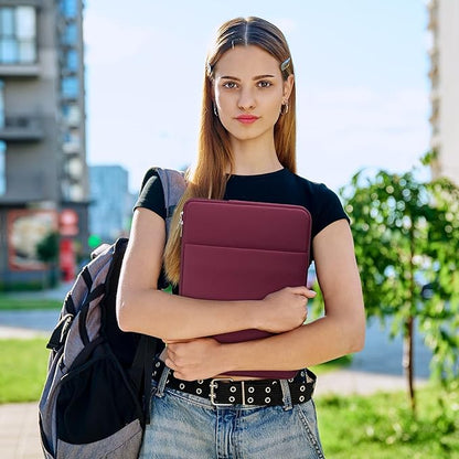 RAINYEAR 11 Inch Laptop Sleeve Case Soft Lining Cover Bag with Front Pocket & Accessories Pouch, Compatible with 11.6" MacBook Air for 11" Notebook Computer Tablet Chromebook (Red, Upgraded Version)
