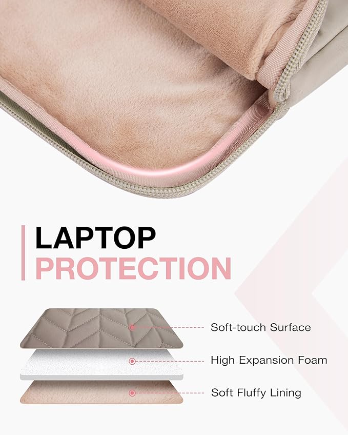 BAGSMART 13-14 inch Laptop Sleeve with Handle, Puffy Padded Laptop Case with Accessories Bag, MacBook Case Compatible with MacBook Air Pro 13.3 inch 14 inch, Computer Sleeve Fitted with Dell,HP