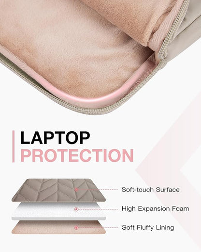 BAGSMART 13-14 inch Laptop Sleeve with Handle, Puffy Padded Laptop Case with Accessories Bag, MacBook Case Compatible with MacBook Air Pro 13.3 inch 14 inch, Computer Sleeve Fitted with Dell,HP