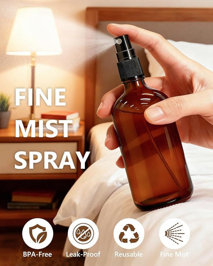 KEYWING 35 Pack Small Amber Glass Spray Bottles for Essential Oils, 4oz Empty Fine Mist Mini Spray Bottles, Refillable Containers for Hair, Travel, Plants, Cleaning, Skin Care
