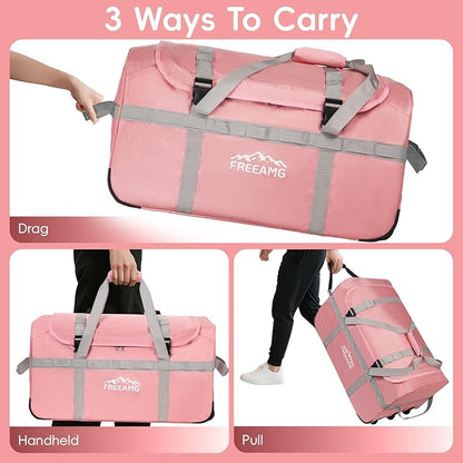 116L Foldable Rolling Duffel Bag with 3 Wheels And Handle, 30 inch Large Travel Duffle Bag for Travel, Camping, Outdoors