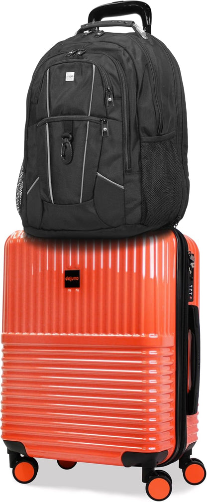 World Traveler Dejuno Tonal Ultimate Travel Combo Spinner Carry-On & Laptop Backpack 2-Piece Luggage Set - Coral (20" Carry-On & 19" Backpack)