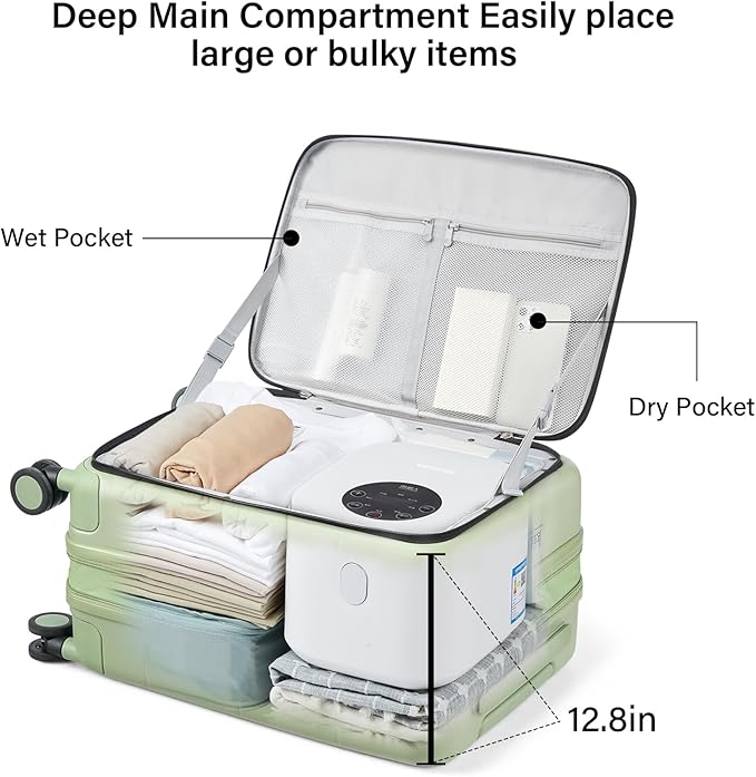 Hanke Hardside Expandable Checked Luggage, 24 Inch Top Opening Trunk Luggages with Spinner Wheels, All-PC Hard Shell Suitcase, Lightweight TSA Checked-Medium(Bamboo Green, 83L)