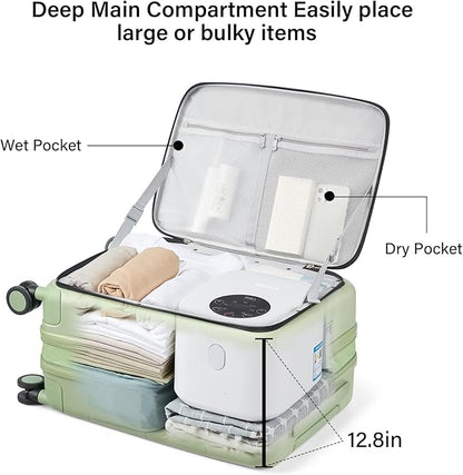 Hanke Hardside Expandable Checked Luggage, 24 Inch Top Opening Trunk Luggages with Spinner Wheels, All-PC Hard Shell Suitcase, Lightweight TSA Checked-Medium(Bamboo Green, 83L)