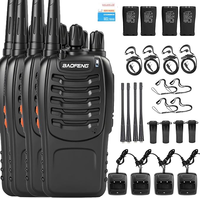 BAOFENG 888S walkie talkies for Adults walkie talkies for Adults 16 Channel Professional Radio Handheld （4PC） (Dark Purple)