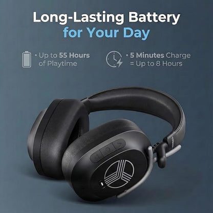 TREBLAB U5 - ANC Headphones for Travel & Focus, Hybrid Active Noise Cancelling, Up to 45H Playtime, Comfortable Over-Ear Design, Bluetooth Headphones for Work, Flights & Daily Use