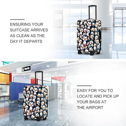 Penguin Luggage Protector, Washable Suitcase Cover Allover Cartoon Penguin Anti-scratch Cute for 24",26" Bag